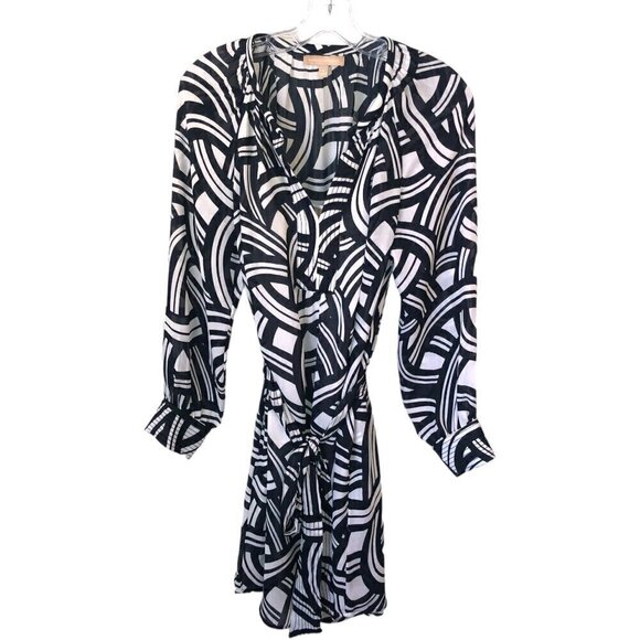 Banana Republic Belted Shirt Dress Dark Blue & White Women's Size 8 - Picture 1 of 13